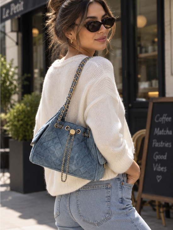ShopEvelynne Handbags - ShopEvelynne Blue Denim Shoulder Bag